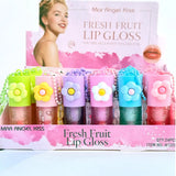 Cute Flower Charm Lip Gloss Moisturizing Glitter Lip Tint Keychain Gloss for Girls