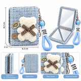 Cute Teddy Bear Compact Mirror Keychain with Wrist Strap