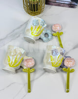 3D Tulip Ceramic Coffee Cup Set with Flower Spoon Aesthetic Floral Mug Gift Set