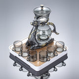 Magnetic Fawn Glass Teapot Gift Set Automatic Lazy Tea Canister with Tray Cup & Teapot Ideal for Tea Lovers & Home Decor