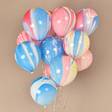 10pcs 12-Inch Marble Agate Latex Balloons Christmas Party Decorations Colorful Globos for Birthday Wedding & Baby Shower