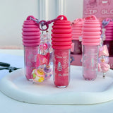 Candy Charm Lip Gloss Keychain Glitter Moisturizing Lip Gloss with Sweet Beaded Accessories