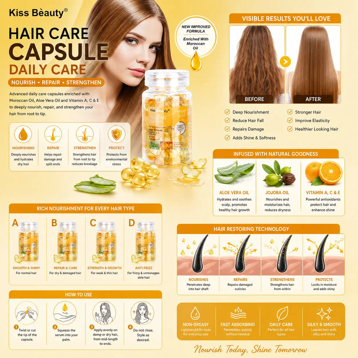Daily Care Hair Vitamin Capsules with Jojoba Oil