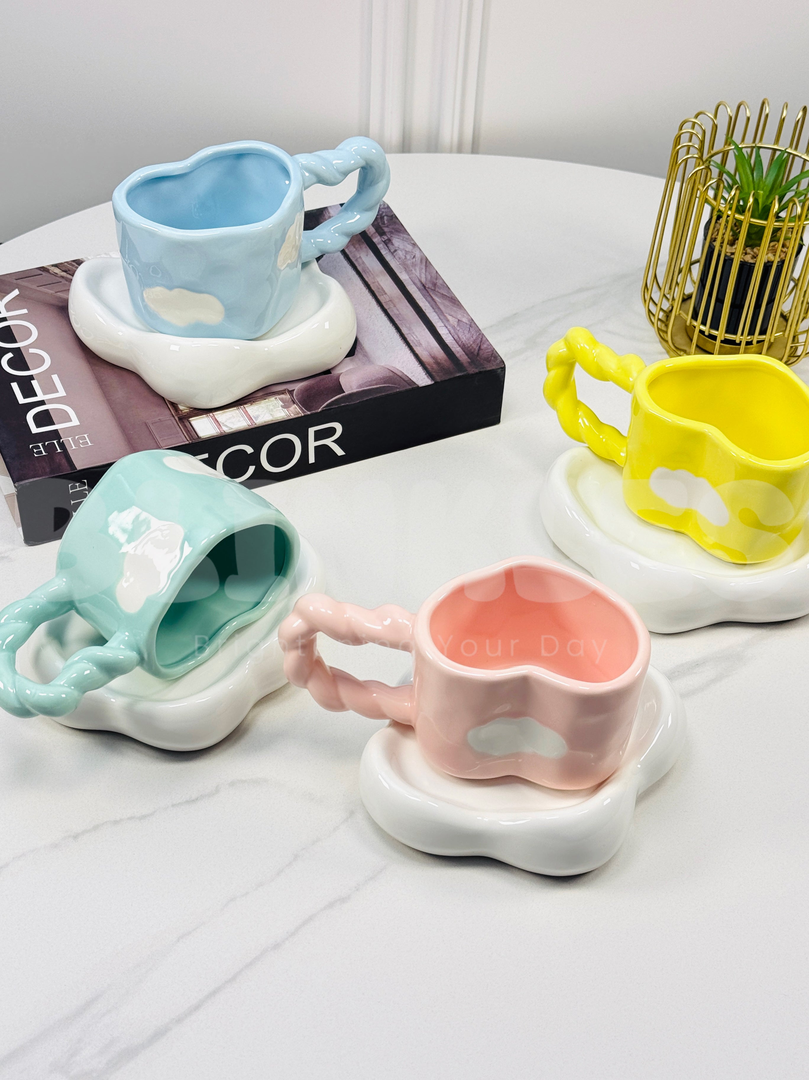 Cute Cloud Ceramic Coffee Cup & Saucer Set