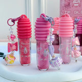 Candy Charm Lip Gloss Keychain Glitter Moisturizing Lip Gloss with Sweet Beaded Accessories
