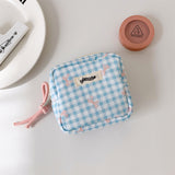 Korean Plaid Bow Cosmetic Storage Bag Simple Square Portable Change Pouch