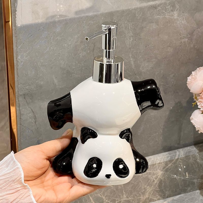Cute Panda Soap Dispenser Ceramic Liquid Soap & Lotion Pump Bottle for Bathroom & Kitchen SparkelsSparkels