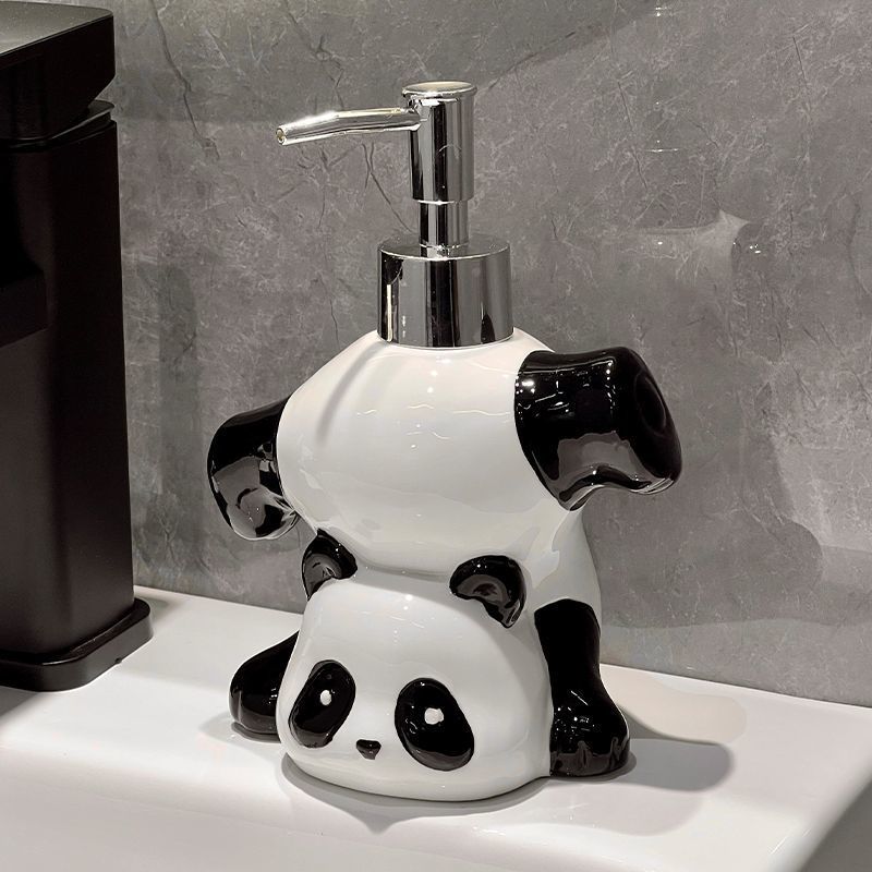 Cute Panda Soap Dispenser Ceramic Liquid Soap & Lotion Pump Bottle for Bathroom & Kitchen SparkelsSparkels