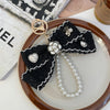 Luxury Tweed Bow Pearl Keychain SparkelsSparkels