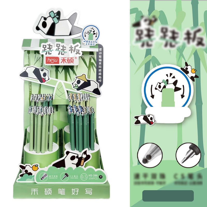 Kawaii Panda Clip Gel Pen 0.5mm Black Ink Pastel Bamboo Pen