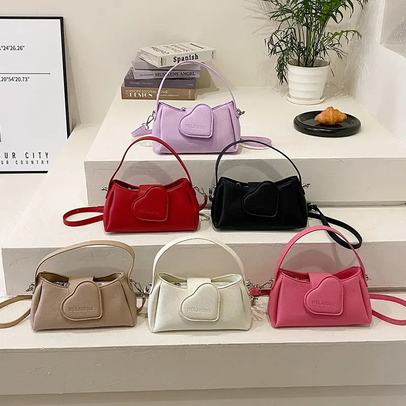 Cute Heart Patch Mini Shoulder Bag for Women Stylish Crossbody Handbag SparkelsSparkels