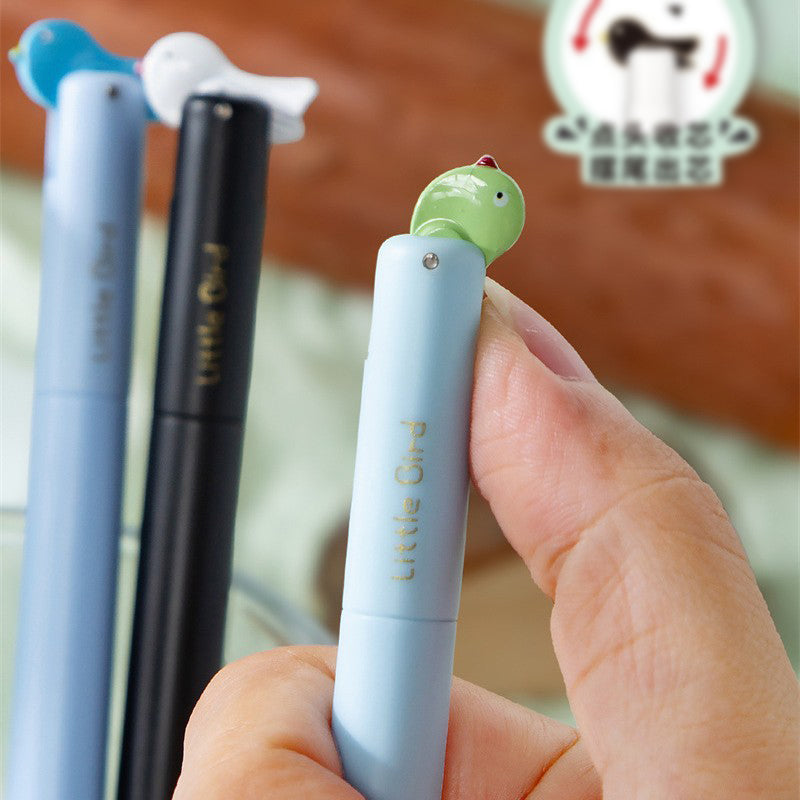 Little Bird Shake Head Gel Pen 0.5mm Black Ink Cute Press Pen