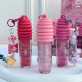 Candy Charm Lip Gloss Keychain Glitter Moisturizing Lip Gloss with Sweet Beaded Accessories