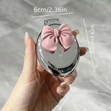 Portable Folding Mini Hair Brush with Compact Mirror Cute Bow Travel Pocket Comb SparkelsSparkels