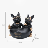 Luxury Bulldog Couple Decorative BowlResin Dog Statue Storage Tray Jewelry Keys & Candy Holder Home Decor SparkelsSparkels