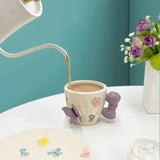 Butterfly Bow Ceramic Tea Cup & Saucer Set Cute Aesthetic Coffee Mug SparkelsSparkels