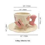 Butterfly Bow Ceramic Tea Cup & Saucer Set Cute Aesthetic Coffee Mug SparkelsSparkels