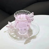Crystal Butterfly Glass Cup & Saucer Set SparkelsSparkels