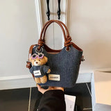 Cute Denim Teddy Bear Handbag Mini Crossbody Tote Bag for Women & Girls SparkelsSparkels