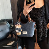 Cute Denim Teddy Bear Handbag Mini Crossbody Tote Bag for Women & Girls SparkelsSparkels
