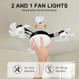 Modern LED Ceiling Fan Light with 4 Small Blades 3 Speeds, 3000K 6000K Adjustable