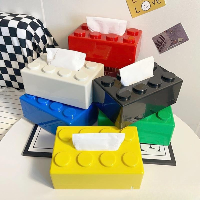 Creative Building Blocks Wall Mounted Tissue Box Waterproof Punch Free Paper Towel Holder for Bathroom & Kitchen
