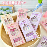 Kids Nail Art Set Embossed Nail Stickers with Adhesive & Tweezer