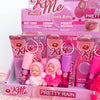Baby Doll Lip Gloss Keychain Moisturizing Glitter Lip Gloss with Cute Plush Charm