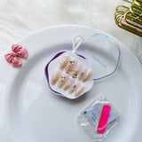 Glossy Ombre French Tip Press On Nails Rhinestone Acrylic Stick On Nails for Women & Girls