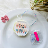 Glossy Ombre French Tip Press On Nails Rhinestone Acrylic Stick On Nails for Women & Girls