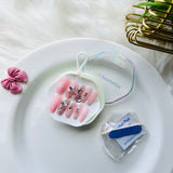 Glossy Ombre French Tip Press On Nails Rhinestone Acrylic Stick On Nails for Women & Girls