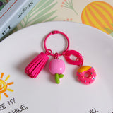 Fashion Tulip Flower Keychain Cute Charm Pendant for Bags, Headphone Cases & Car Accessories