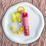 Love Lip Oil Keychain with Beaded Bracelet Charm Moisturizing Glossy Lip Oil