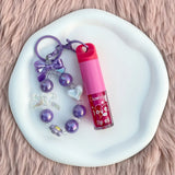 Love Lip Oil Keychain with Beaded Bracelet Charm Moisturizing Glossy Lip Oil