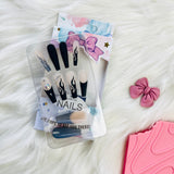 Rhinestone Accent Design Press On Nails Matte Coffin Shape