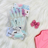 Rhinestone Accent Design Press On Nails Matte Coffin Shape