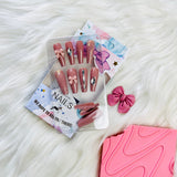 Rhinestone Accent Design Press On Nails Matte Coffin Shape