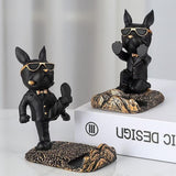 Cute Bulldog Sculpture Phone StandCreative Dog Statue Desk Accessory & Mobile Holder for Home or Office