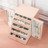 Luxury Large Capacity Jewelry Gift Box with Door & Drawer Portable Organizer Case