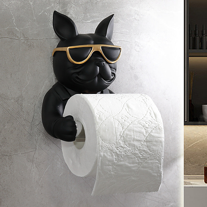 Cartoon Dog Wall Mounted Tissue Holder Creative Paper Roll Dispenser for Bathroom, Kitchen & Living Room Decor