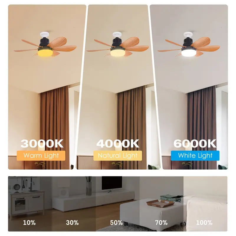 Modern LED Ceiling Fan with Light Integrated DC Motor, Frequency Conversion Smart Silent Fan for Bedroom, Living Room & Dining Room