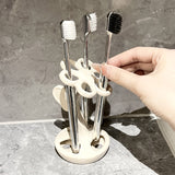 Ceramic Flower Toothbrush Holder Multifunctional Bathroom Organizer StandCompact & Stable Floral Sink Accessory