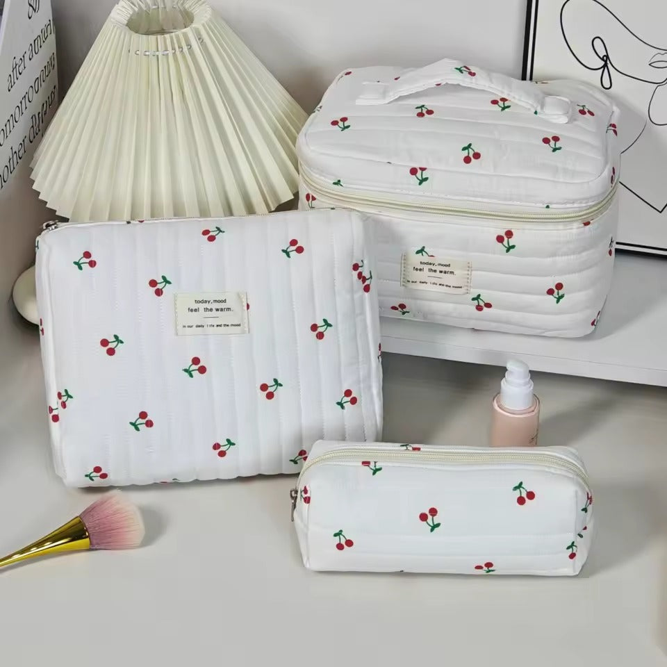 Cherry Design Travel Cosmetic Bag Large Capacity Portable Wash Bag