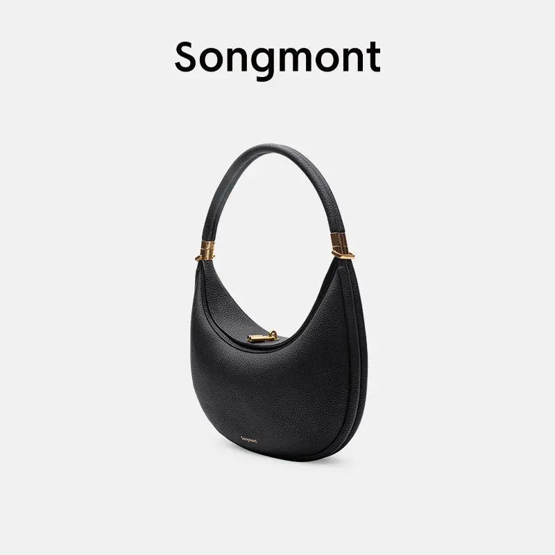 Crescent Hobo Shoulder Bag Luxury Genuine Leather Half Moon Handbag for Women SparkelsSparkels
