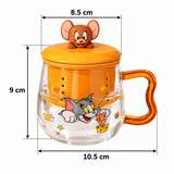 Tom & Jerry Glass Mug with 3D Character Lid & Tea Infuser