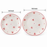 Vintage Red Bow Ceramic Dinner Plate