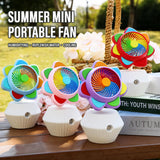Colorful Flower Mini Portable Fan Humidifying Desktop Cooling Fan