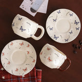Butterfly Ceramic Coffee Mug with Matching Saucer
