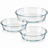 3 Piece Oval Glass Baking Dish Set Transparent Ovenware & Serving Dishes
