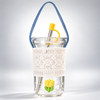 Pastel Tulip Glass Tumbler with Straw & Lace Sleeve